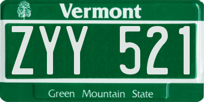 VT license plate ZYY521