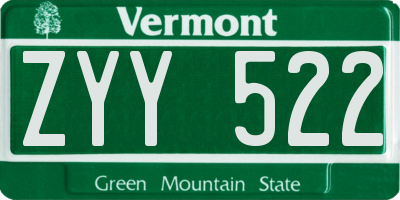 VT license plate ZYY522