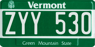 VT license plate ZYY530