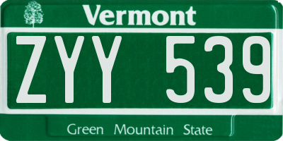 VT license plate ZYY539