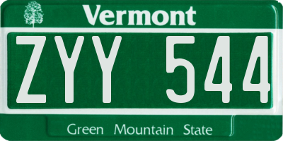 VT license plate ZYY544