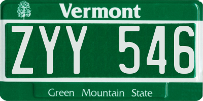 VT license plate ZYY546