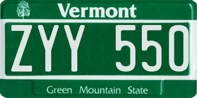VT license plate ZYY550