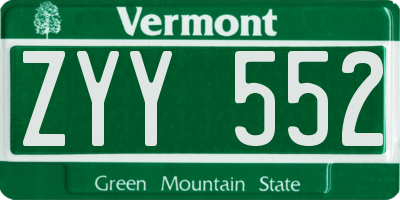 VT license plate ZYY552