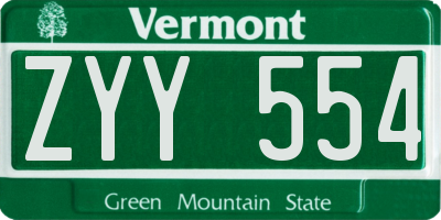 VT license plate ZYY554