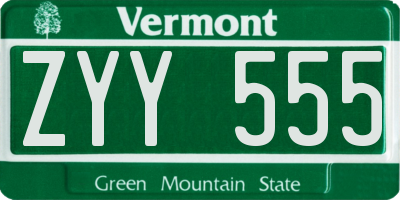 VT license plate ZYY555