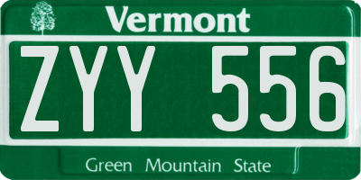 VT license plate ZYY556