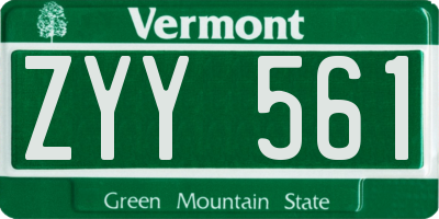 VT license plate ZYY561