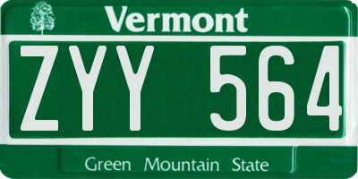 VT license plate ZYY564