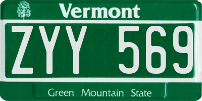 VT license plate ZYY569