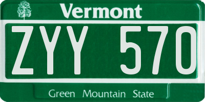 VT license plate ZYY570