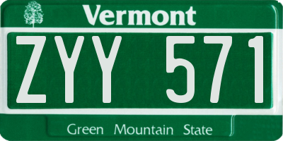 VT license plate ZYY571