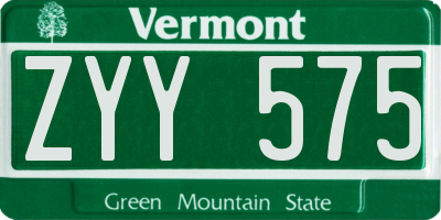 VT license plate ZYY575