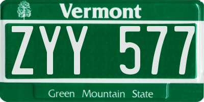 VT license plate ZYY577