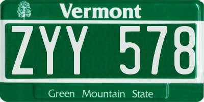 VT license plate ZYY578