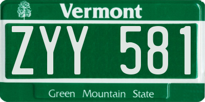 VT license plate ZYY581
