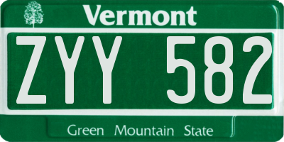 VT license plate ZYY582