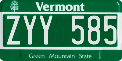 VT license plate ZYY585