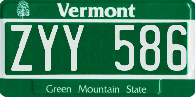 VT license plate ZYY586