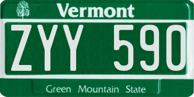 VT license plate ZYY590
