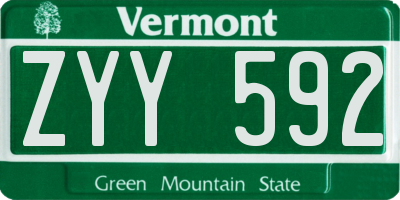 VT license plate ZYY592