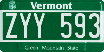 VT license plate ZYY593