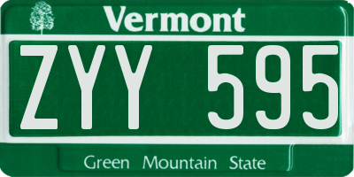 VT license plate ZYY595