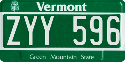 VT license plate ZYY596