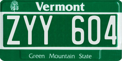 VT license plate ZYY604