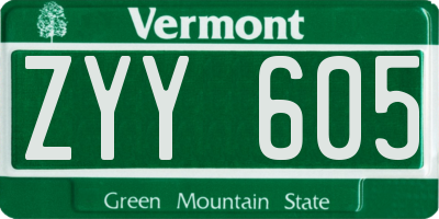 VT license plate ZYY605