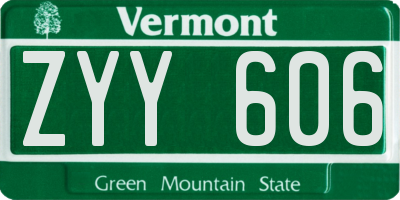 VT license plate ZYY606