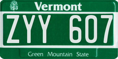 VT license plate ZYY607