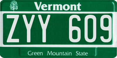VT license plate ZYY609