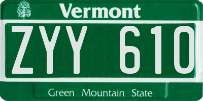 VT license plate ZYY610