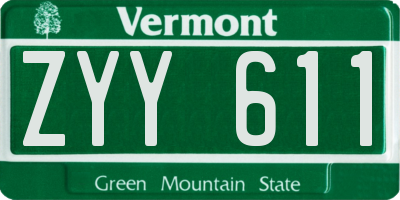 VT license plate ZYY611