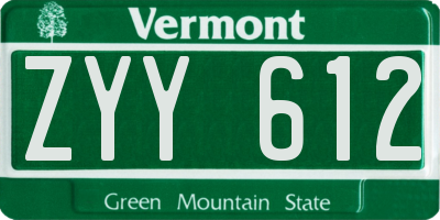 VT license plate ZYY612