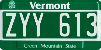 VT license plate ZYY613