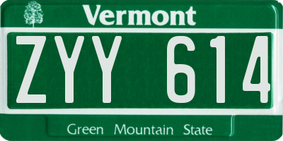 VT license plate ZYY614