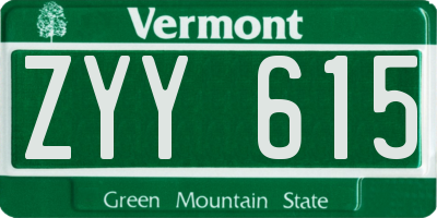 VT license plate ZYY615