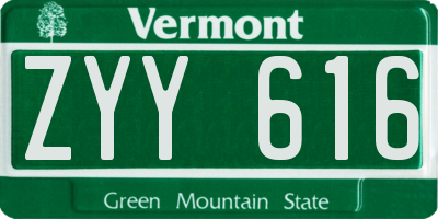 VT license plate ZYY616