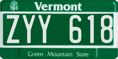 VT license plate ZYY618