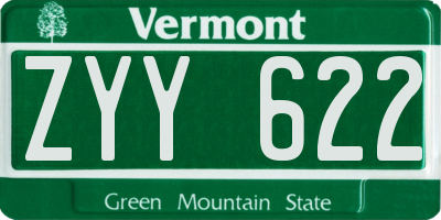VT license plate ZYY622