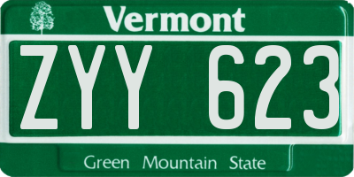 VT license plate ZYY623
