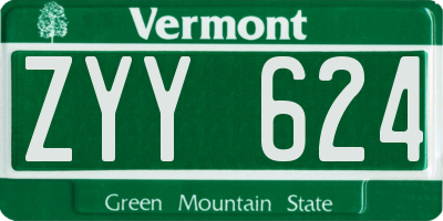 VT license plate ZYY624