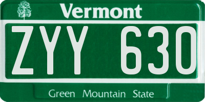 VT license plate ZYY630