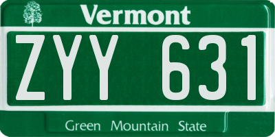VT license plate ZYY631