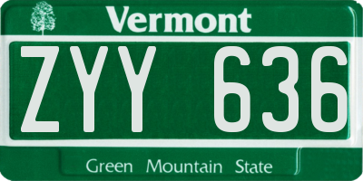 VT license plate ZYY636