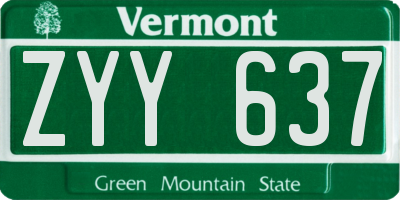VT license plate ZYY637