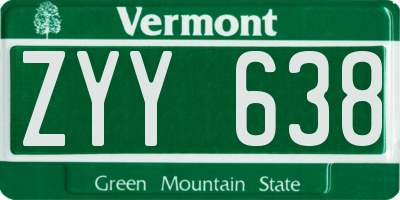 VT license plate ZYY638