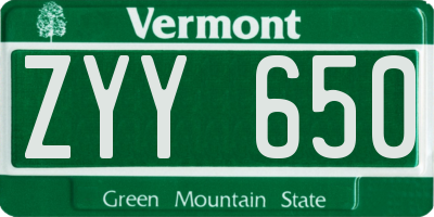 VT license plate ZYY650